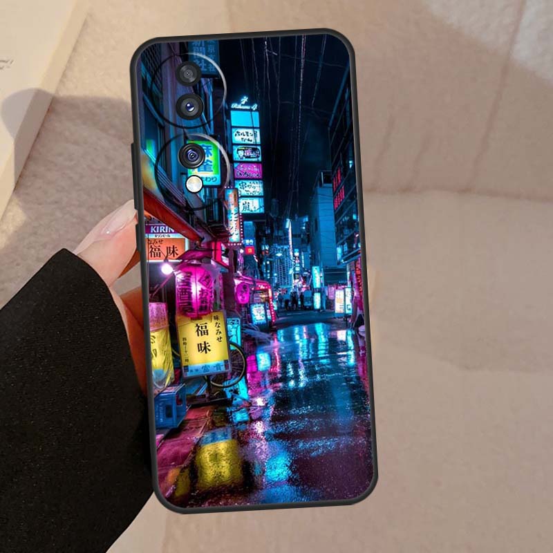 Japanese Night City Aesthetic For Honor Magic V5 5 6 7 Pro Case For Honor 200 400 Lite 50 70 90 X8a X8b X9a X9b X9c Cover