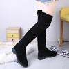 2024 Ladies Shoes Square Low Heel Women Over The Knee Boots Black Round Toe Woman Motorcycle Boots Dfc45