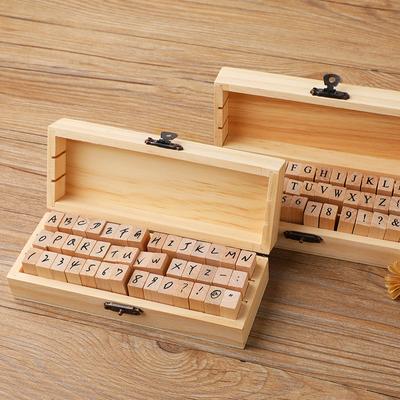 42 יחידות חותמות עץ עשה זאת בעצמך עם תיבת אחסון וחותמות מיני סמלים לייצור כרטיס יומן ידני אלבום ציורי ילדים