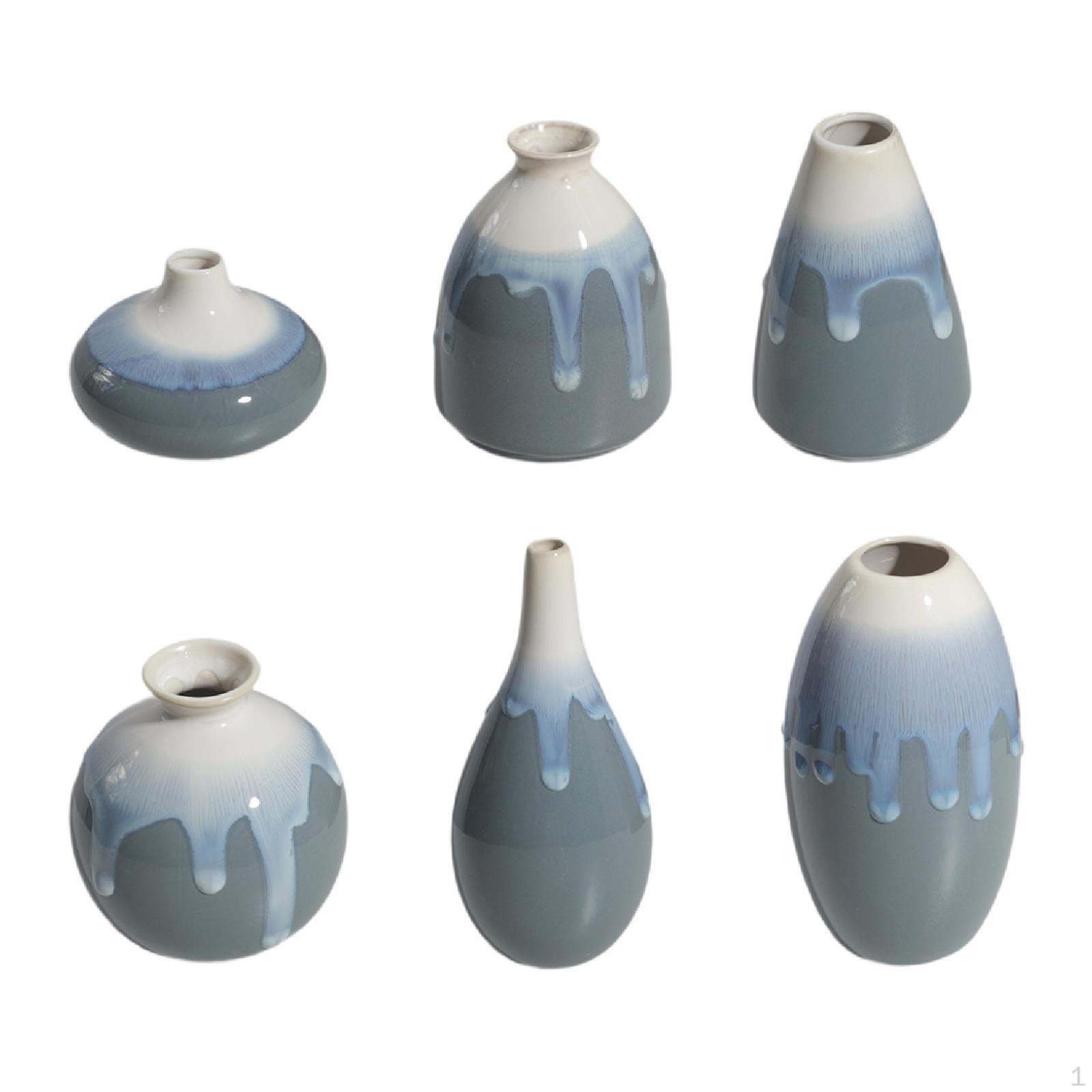 

Набор из 6 керамических ваз, контейнер для сухоцветов, декоративные вазы, домашний декор, керамика для травы светло-синий