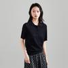 Hollow Out Polo Collar Short Sleeved Knitted T-shirt for Women In 2026 Spring Fashion, Versatile and Slimming Casual Top