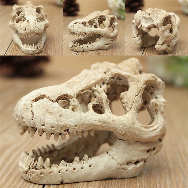 Resin Crocodile Skull Terrarium Reptile Fish Tank Ornament Aquarium Decoration