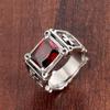 Unique Fashion Vintage Red Onyx Thor Men's Stainless Steel Gothic Style Ring