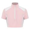 Kids Girls Color-block Equestrian Shirt Zip-up Stand Collar Short Sleeve Athletic Tops for Horse Riding Running Golf Tennis Practice