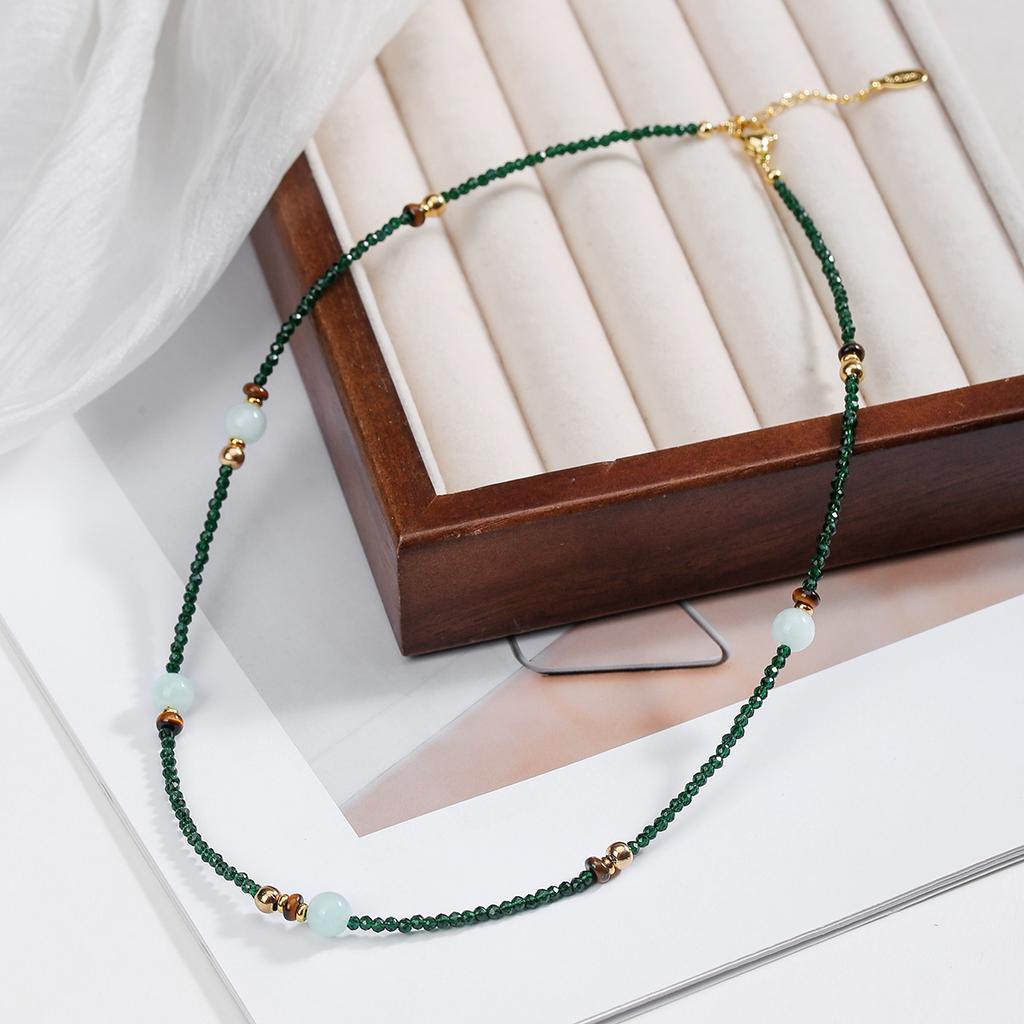 Natural Crystal Necklace, Cut Surface, Spinel, Bead Necklace, Bohemian Collarbone Chain, Jewelry
