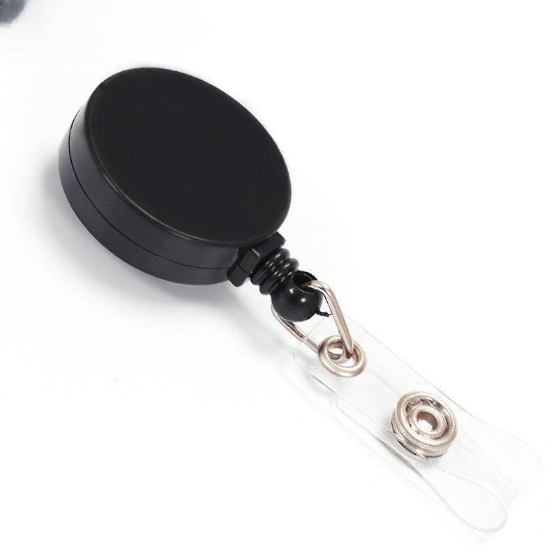 Frosted Anti-Lost Retractable Badge Clip with Metal Back and Pull-Out Buckle Lanyard