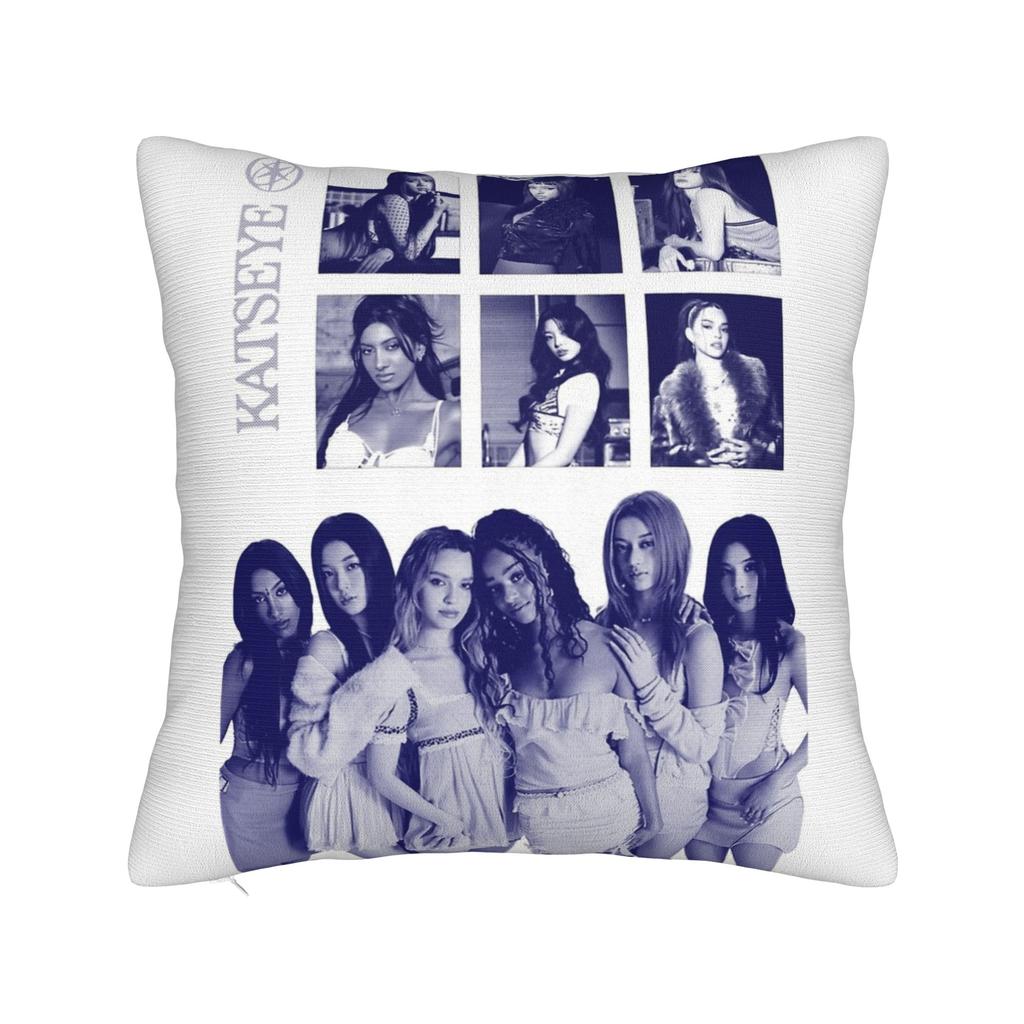Katseye Merch Sad Square Pillow Case Polyester Cushions For Sofa Pop Music 45*45Cm Cushion Covers