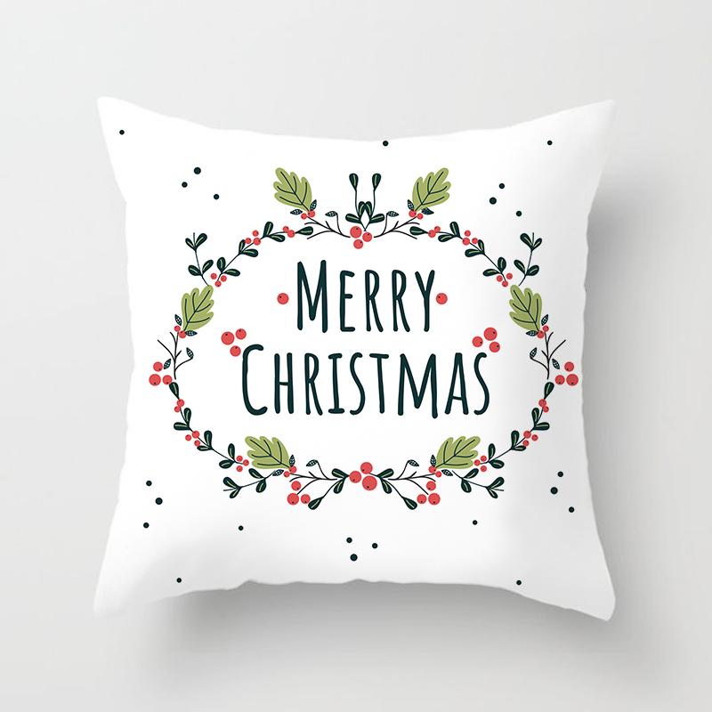 Merry Christmas Printed White Putetrekk Christmas Style Putetrekk Hjem Sofa Dekor Putetrekk