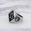 Anelli Punk Retro Nero Numero 13 Teschio per Uomini Donne Hiphop Colore Argento Acciaio Inossidabile Fascino Teschio Anelli Dita Biker Gioielli