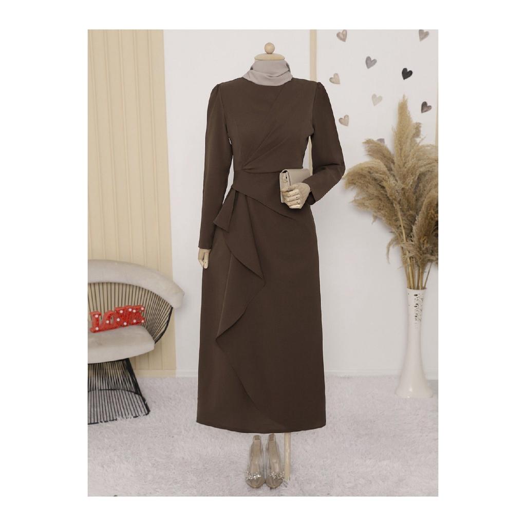 Asymmetrical Crepe Dress With Aller Front And Skirt