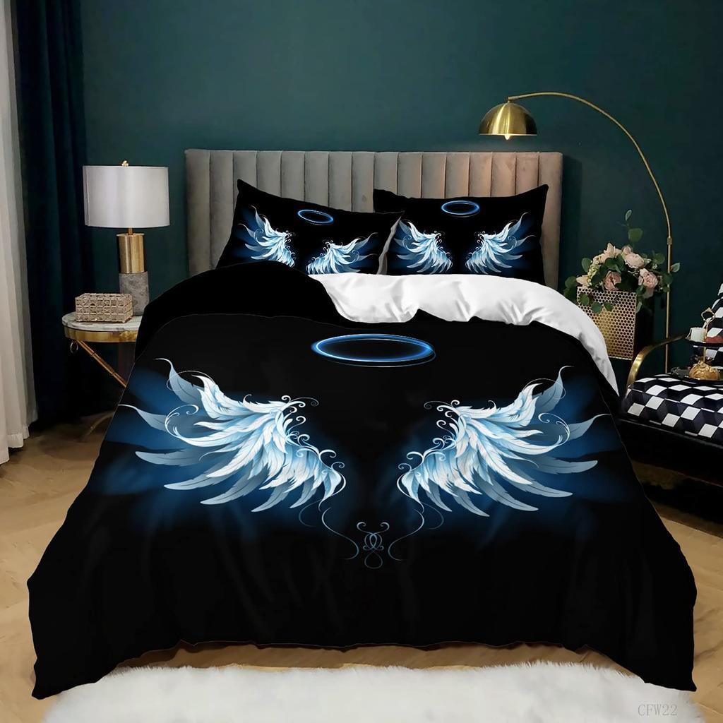 Wings Duvet Cover Set for Kids Teens Queen Lightweight Down Quilt Covers with 1 Duvet Cover 2 Pillowcases Bedroom Decor No Quilt
