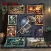 Golden Trumpet Variations 2D Flat Pattern Flannel Blanket, High Quality All Seasons, Home Decor, Warmth and Comfort, Perfect for Christmas Gifts.