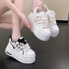 Sneakers con abbinamento colori bianco e nero per donna primavera autunno con lacci fondo spesso rialzato spugna scarpa sportiva casual