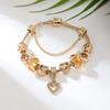 Gold Heart Pendant Beaded Bracelet Light Luxury Diamond-studded Crown Bracelet Women's Versatile Accessories