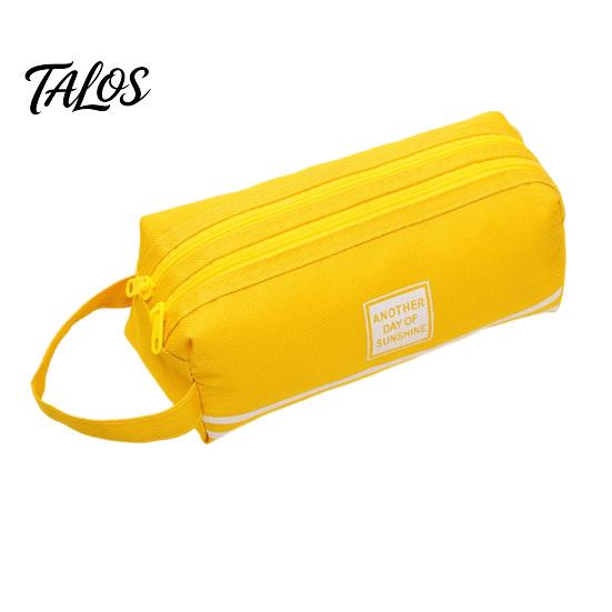 Double Partition Pencil Case Oxford with Handle, Layer Pen Pouch, Large Student Stationery Storage Bag Capacity for Students And Commuters Organizer