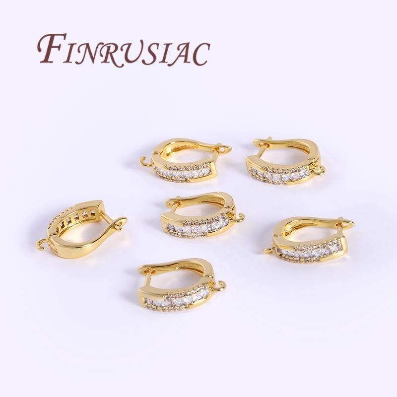 18K Gold Plated Brass with Zircon Earring Hook Clasps,Earwires Fasteners For Earring,DIY Jewelry Making,Accessories For Earrings