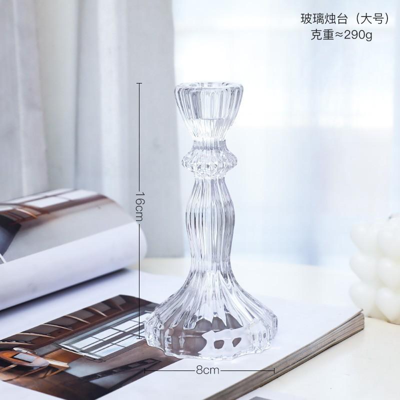 Vintage Clear Crystal Glass Candlestick Valentine'S Day Romantic Candlelight Dinner Shooting Props Home Wedding Decoration Premium Quality