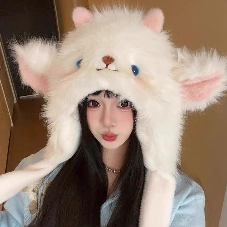 Women's Winter Plush Hat with Scarf & Ear Protection: Cold-Proof, Warm, and Thickened.