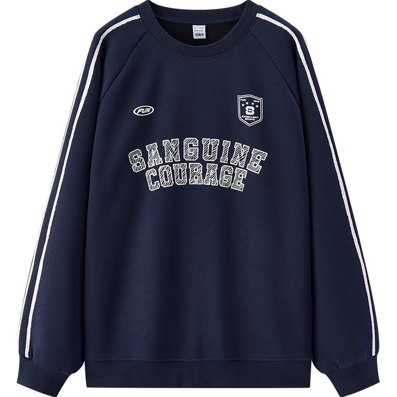 

Semir Men s Oversize Fleece-Lined Color-block Printed Sweatshirt L