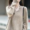 Autumn/Winter 2026 Cashmere Wool V-Neck Knitwear: Long Sleeve Solid Color Soft Sweater Top