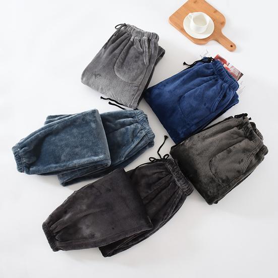 Pantaloni da Pigiama da Uomo Dritti Spessi Antifreddo Morbidi Elasticizzati in Vita Pantaloni da Pigiama da Uomo Indumento da Casa