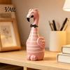 Pink Desk Ornament for Girls Cute Resin Flamingo Decorative Vase, Flower Holder Figurine, Creative Birthday Gift Women Tabletop Dried Artificial