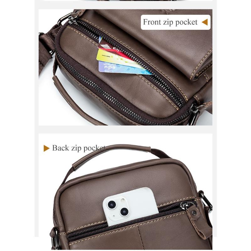 Top-Grain Leather Messenger Bag for Men
