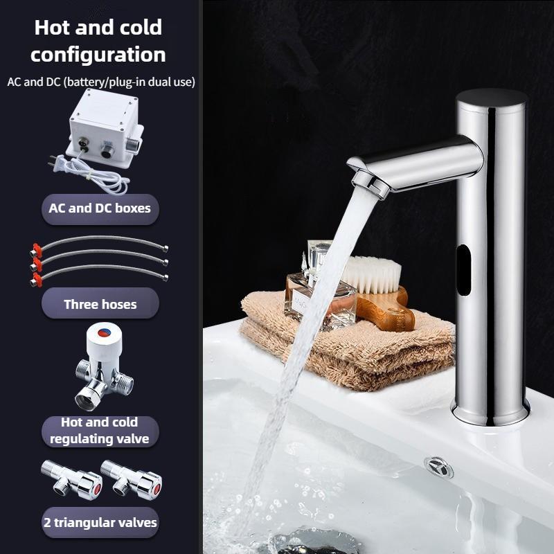 304 Stainless Steel Infrared Intelligent Sensing Faucet Household Bathroom Basin Automatic Hand Washing Device