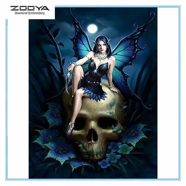 

ZOOYA DIY 5D Полный дрель Алмазная картина Череп Женщина Вышивка Крестом Мозаика Домашний Декор Подарок