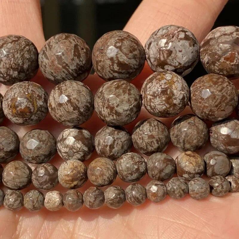 Natural Stone Coffee Jasper Natural Spacer Loose Bead for Jewelry Making DIY Bracelet Accessories ( Pick Size 4 6 8 10 Mm )