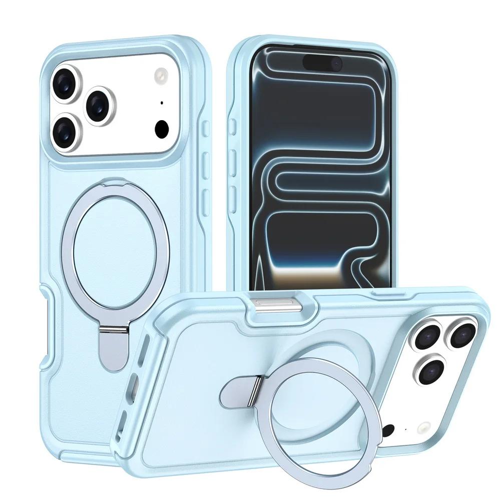 Custodia Protettiva Robusta 2-in-1 con Supporto Magnetico Metallico Per Per Iphone 17 Pro Max 17 Air 16 1 Pro 14 13 Cover