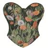 Corsetto Top Floreale Senza Spalline Scollatura a Cuore Bustier Steccato per Donna