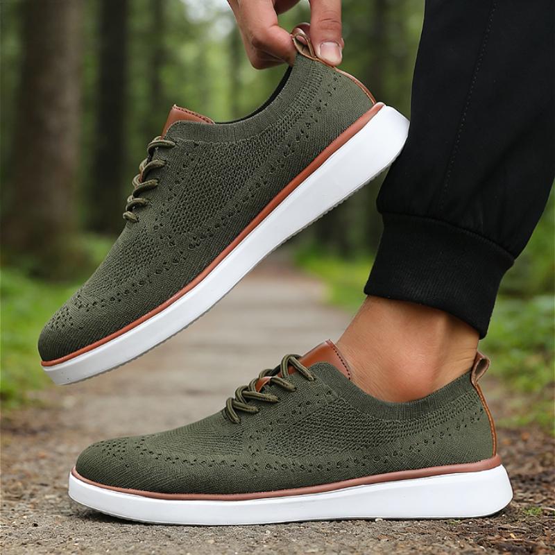 Men's Mesh Sneakers Casual Versatile Knit Shoes Lightweight Comfortable Sole Walking Shoes Breathable Non-Slip Running Shoes