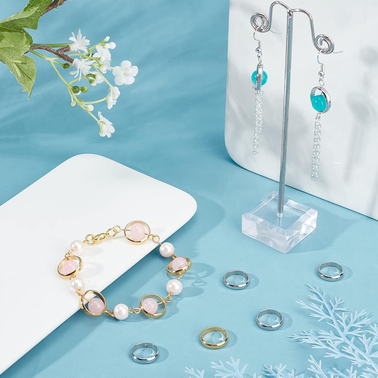 UNICRAFTALE 12 шт. 2 цвета Рамки-бусины из нержавеющей стали Кольцо 12 мм Металлические бусины Металлические разделители для изготовления ювелирных изделий Фурнитура 14 мм Золотистые и из нержавеющей стали