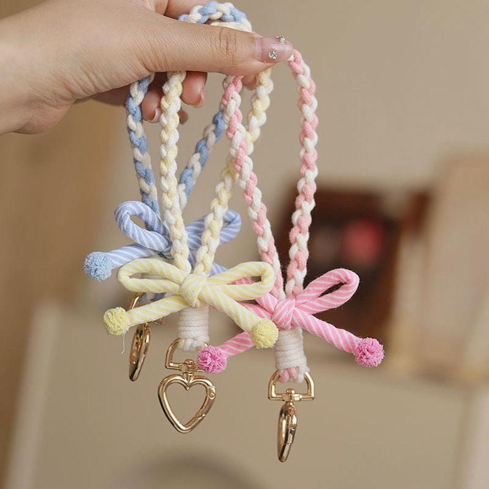 

Anti-lost Bowknot Phone Lanyard Bag Charms Weaving Phone Wrist Strap DIY Decor фіолетовий