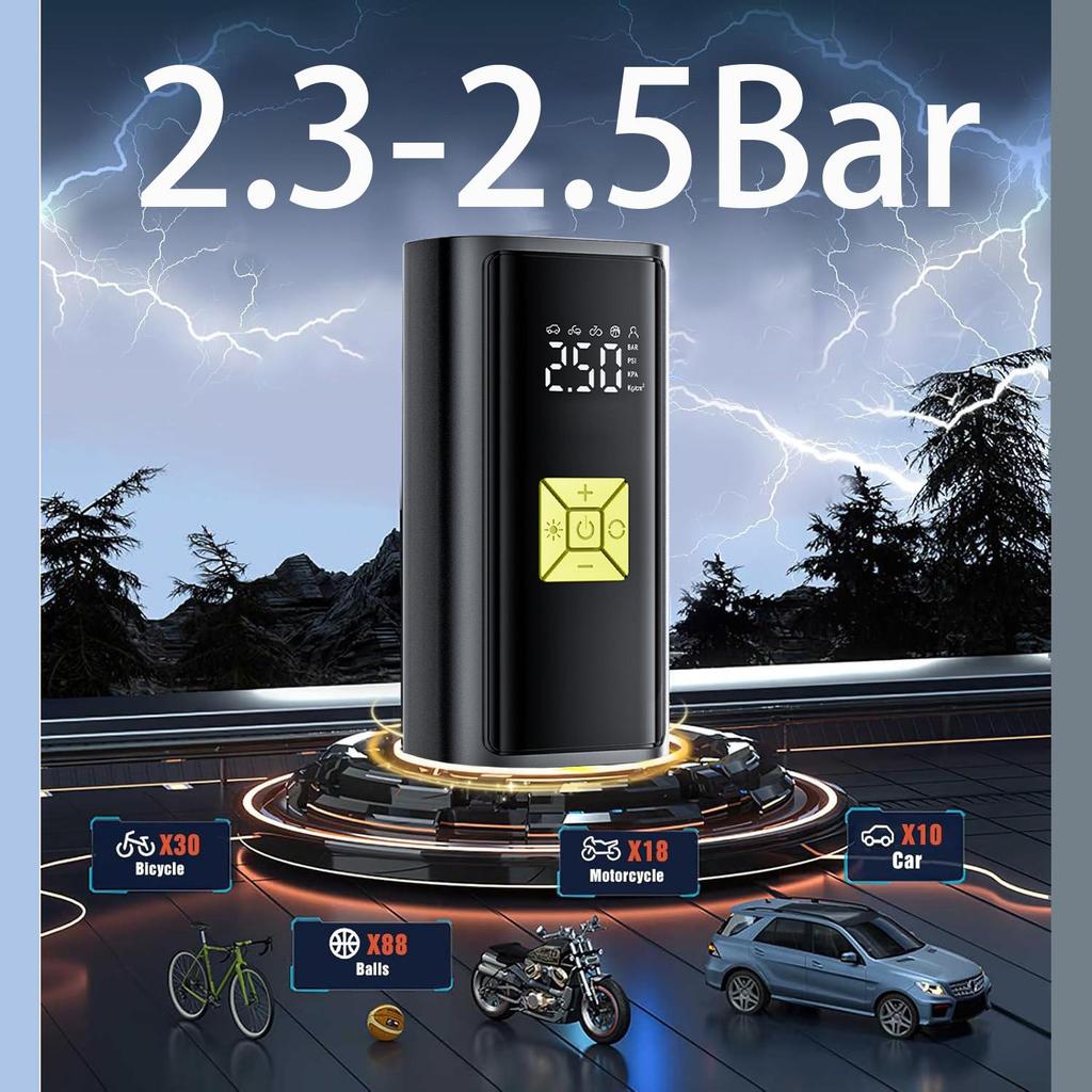 Portable Tire Inflator Air Compressor with Digital Pressure Gauge Fast Inflation, Auto Shutoff Function for Cars, Motorcycles, Bikes & Balls