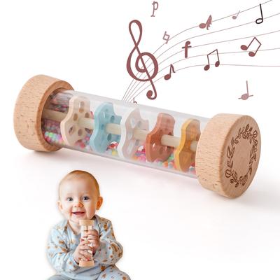Montessori Baby Regenstab Regenbogen Sanduhr Regen Musik Rassel Baby Lernspielzeug Bunte Montessori Sensorikspielzeuge für Kinder