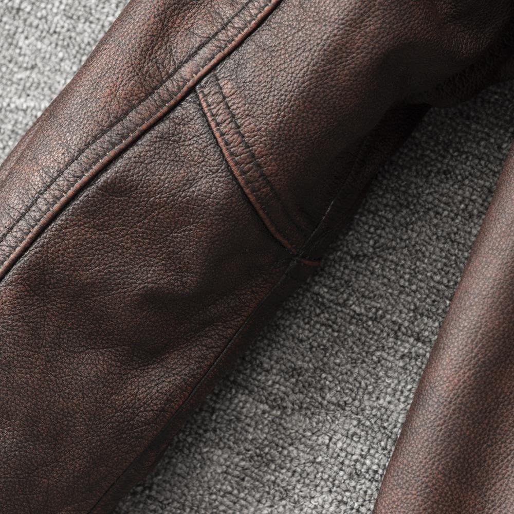 Vintage Red Brown Men Leather Jacket Oversized Style Black Genuine Cow Loose Man Bomber Coat Plus Size