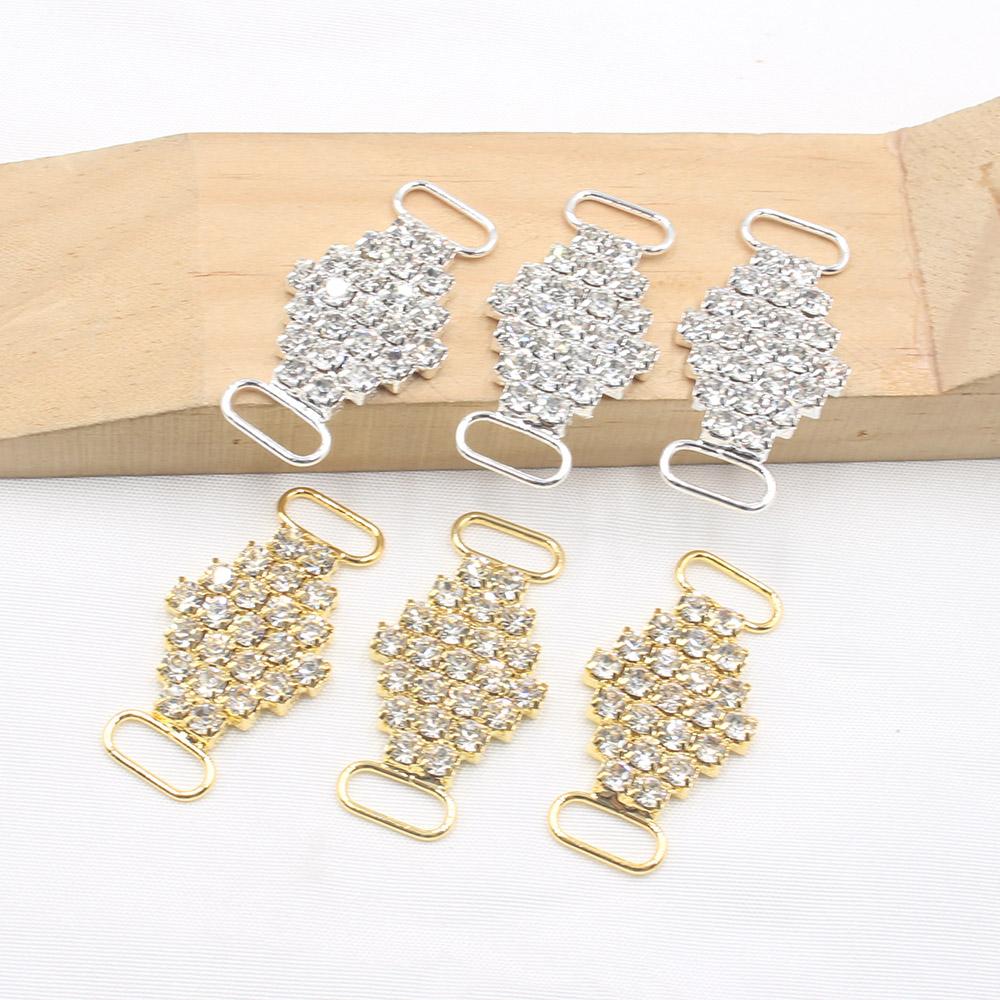 

New 10 pieces 18*36MM rhombusTransparent Crystal Rhinestone Silver/Gold Rhinestone Bikini Buckle, Shoe Bag, Clothing Decoration