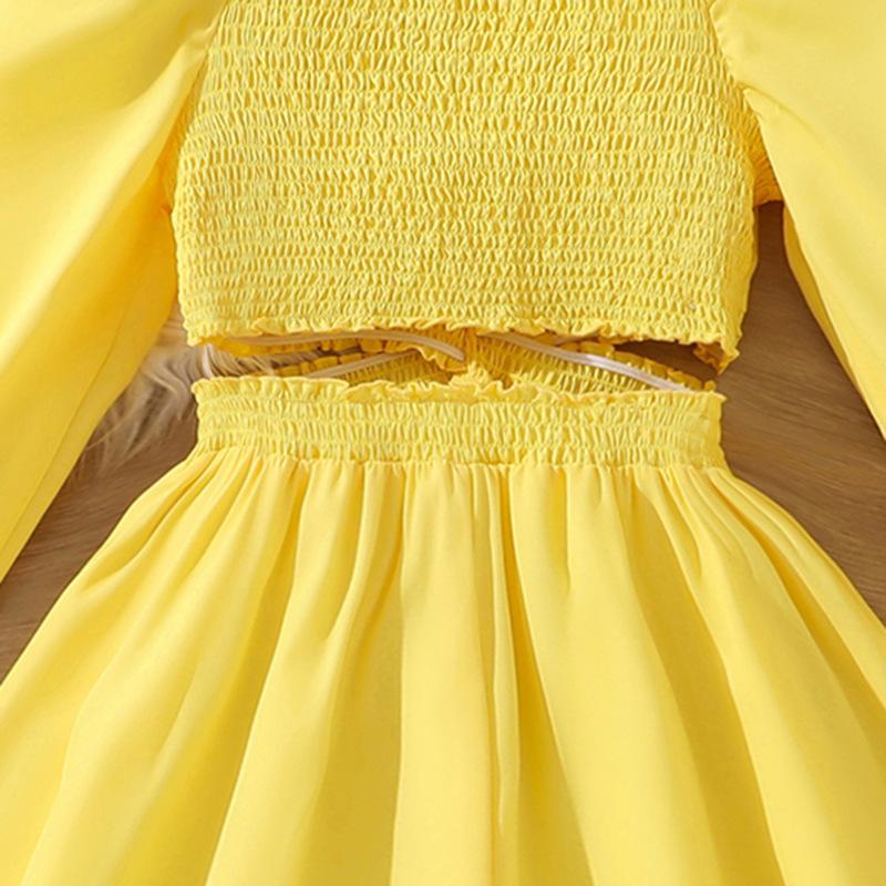 Girls Sweet Dress Fall Children Fashion Swing Long-sleeved Princess Dress