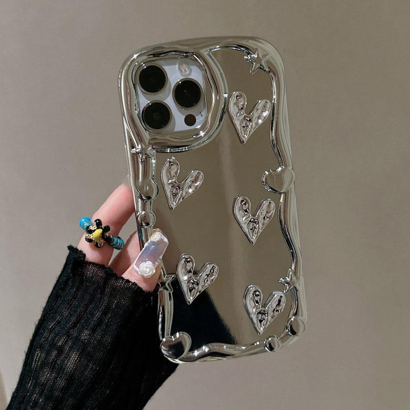 Electroplated mirror three-dimensional love iPhone11 mobile phone case 11pro Apple xsmax mobile phone case 11 female 11 soft xr