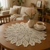 Napperon Rond au Crochet de Dentelle Creuse Vintage Coton Tricoté à la Main Nappe 60cm Set de Table Fait Main Style Ferme Mariage Maison Table
