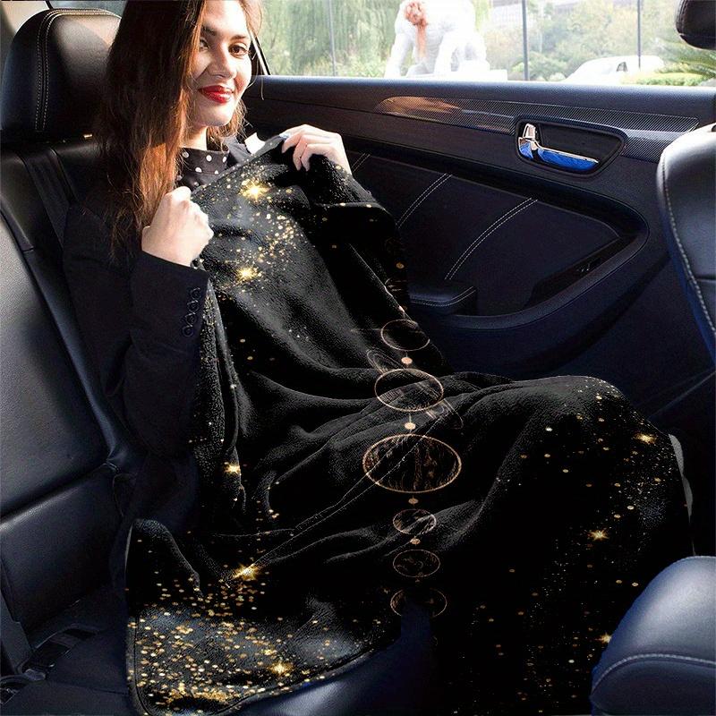 1pc Galaxy Moon Printing Lightweight Flannel Blanket, Comfortable and Warm Blanket, for Camping Sofa Bed and Couch Office, Suitable for Gift