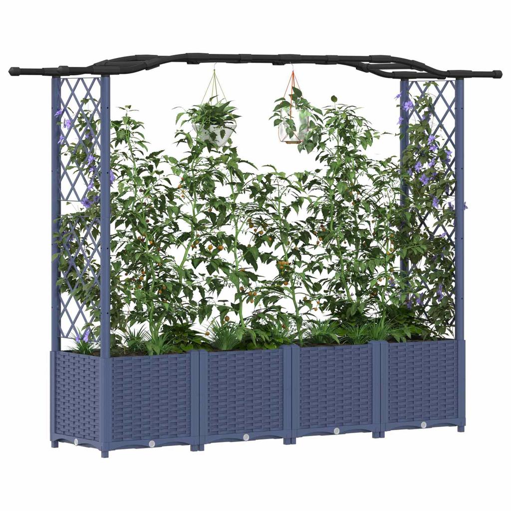 Elevated Planter with Trellis and Hanging Roof Gray 204 X 40 X 141 Cm PP