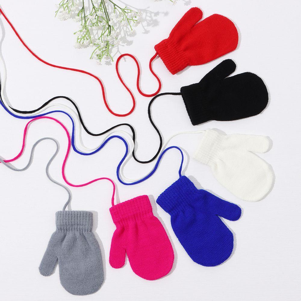 1-4 Years Anti-lost Baby Boys Girls Kids Gloves Thick Warm Sports Gloves Knitted Mittens