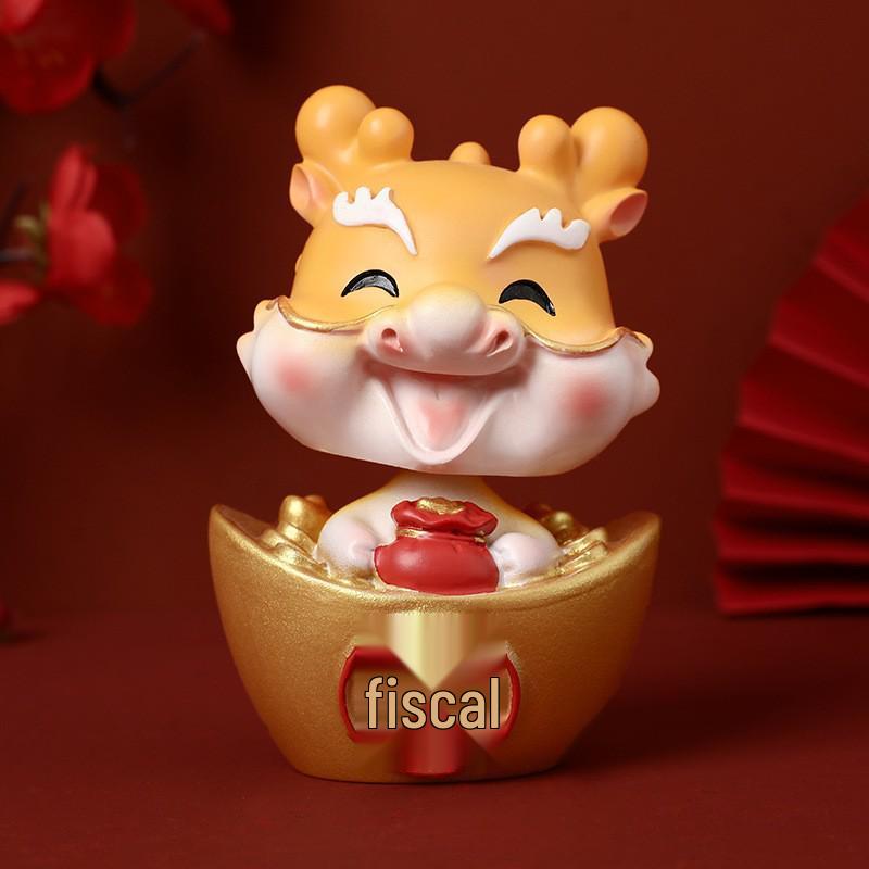 Creative Cartoon God of Wealth Figurine for Car Dashboard or Office - New Year Dragon Decoration and Gift