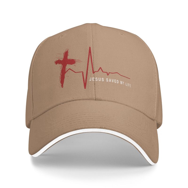 Jesus Cross Print Baseball Cap Jesus Saved My Life Retro Sandwich Baseball Caps Unisex Adjustable Snapback Hat