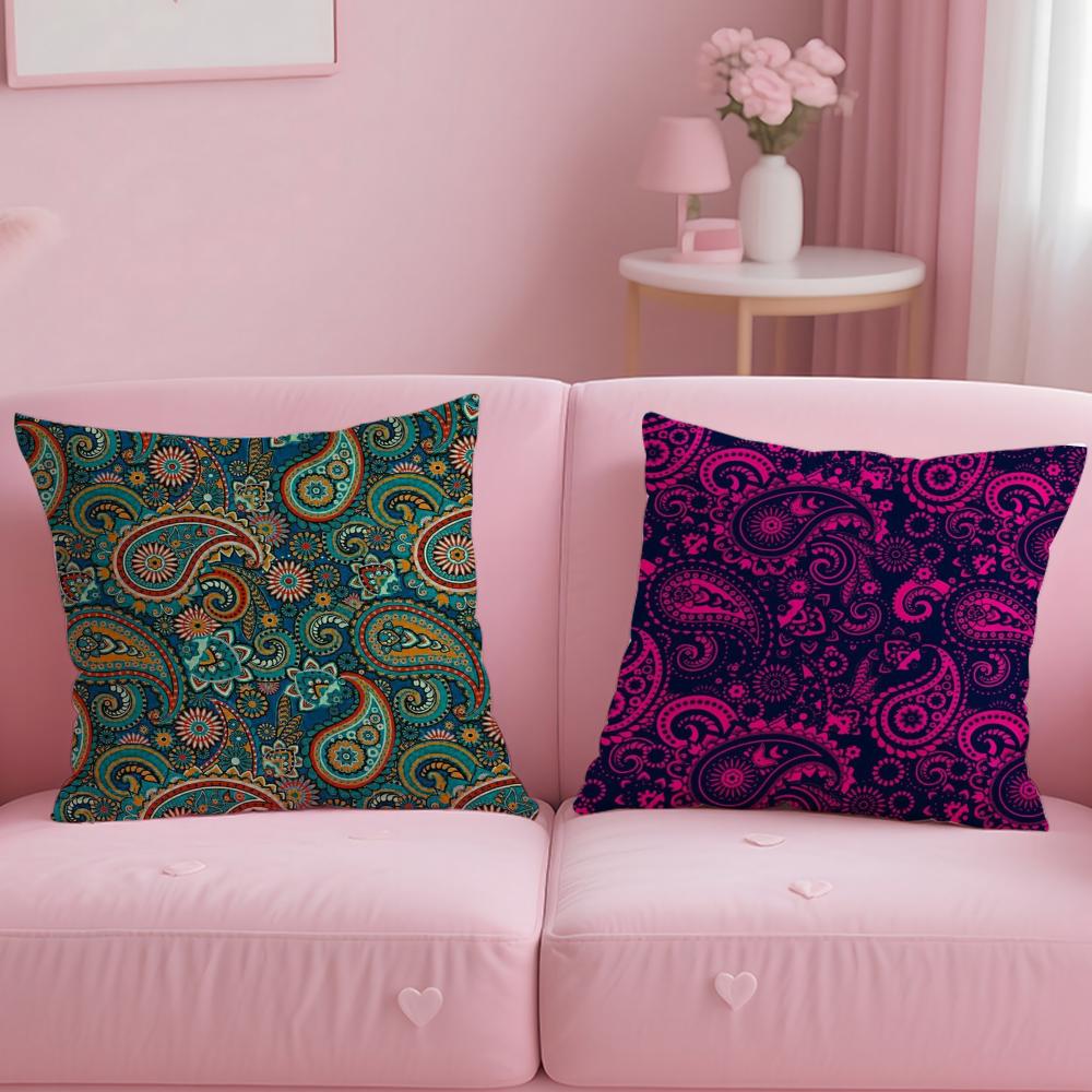Trendy Ppaisleyed Cushion Cover Soft EasyWash Pillow Case Versatile for Couch Bed Travel and Office