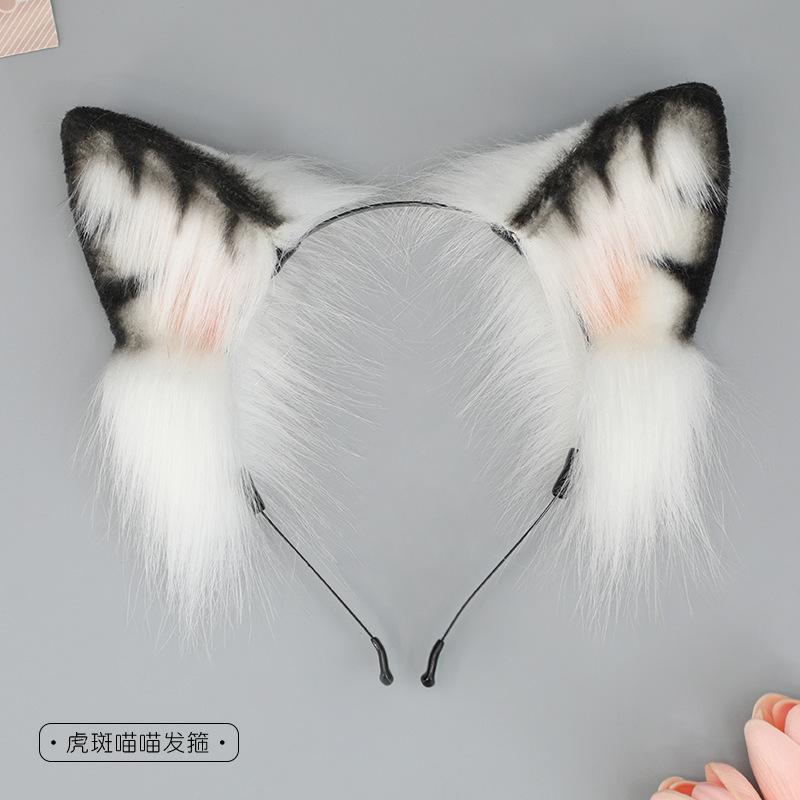 1 Set Cute Tiger Ear Hair Wear Claw Gloves Tail Anime Cosplay Costume Plush Cat Fur Ear Hairband Night Party Club Headbands
