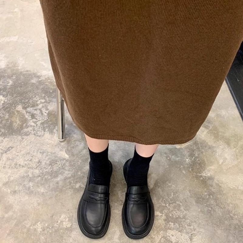 Cowhide Version Genuine Leather New Platform Small Leather Shoes Women's Spring and Autumn Thick Heels